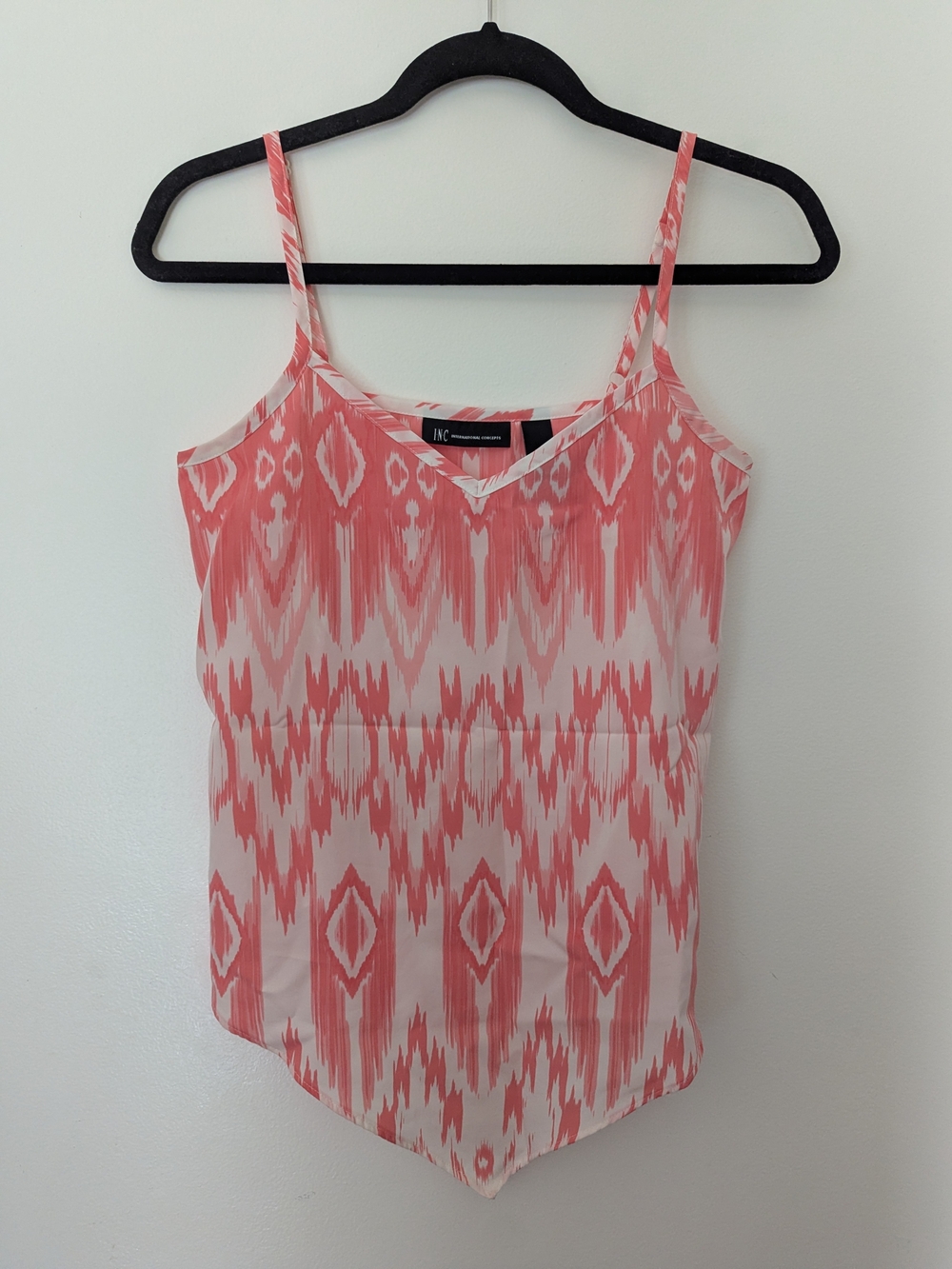 INC International Concepts Coral and White Ikat Camisole